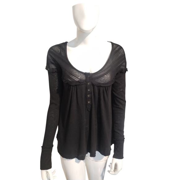 We the Free Down Under Womens size XS Oversized Grungecore Distressed Henley Top - Picture 3 of 12